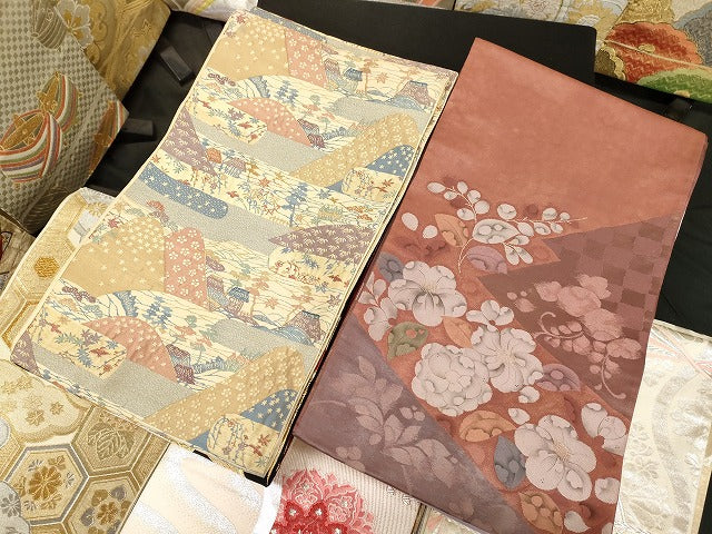 平和屋本店■袋帯 西陣 まとめて100点 鳳凰 向かい鶴 風景 辻が花 更紗 花柄 金銀糸 など 着用可能多数 未使用品あり 全て正絹 ppp2983