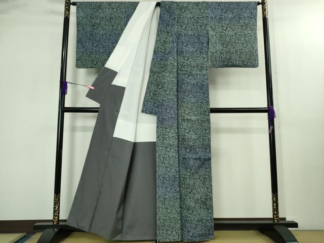 平和屋着物●極上　ムガシルク結城紬　インド・アッサム　野蚕糸　手織　唐草文　証紙付き　逸品　DZAB2797kh6