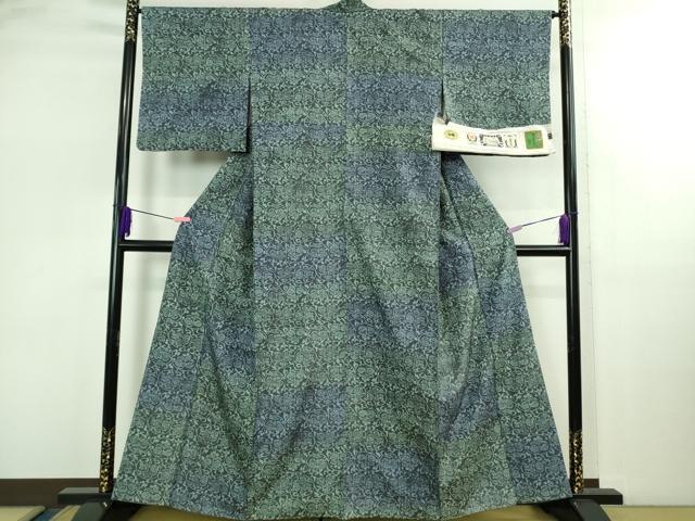 平和屋着物●極上　ムガシルク結城紬　インド・アッサム　野蚕糸　手織　唐草文　証紙付き　逸品　DZAB2797kh6