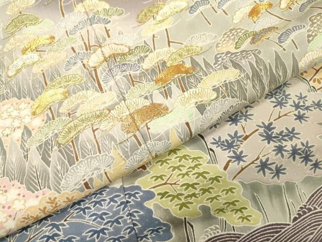 平和屋着物●豪華色留袖　駒刺繍　風景松文　暈し染　正絹　逸品　DAAZ6035fe