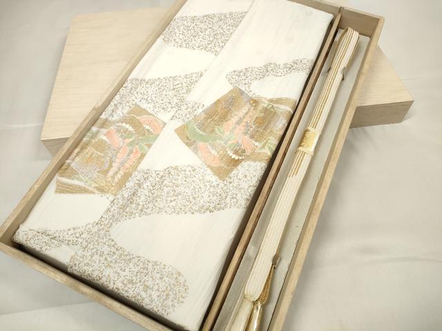 平和屋着物●和装小物　帯締め・帯揚げセット　礼装用　色紙枝垂れ花松　金銀彩　金糸　逸品　未使用　DAAU7972zzz