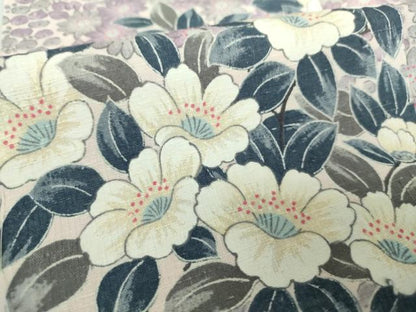 平和屋着物●上質な小紋 紬地 草花文 正絹 逸品 DAAZ0659ps
