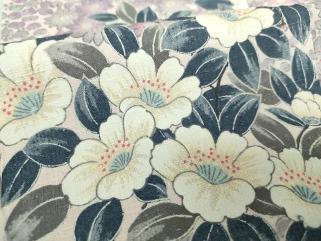平和屋着物●上質な小紋 紬地 草花文 正絹 逸品 DAAZ0659ps