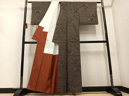 平和屋着物●本場大島紬 一元絣 枝花文 正絹 逸品 AABD5981ph