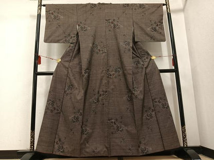 平和屋着物●本場大島紬 一元絣 枝花文 正絹 逸品 AABD5981ph