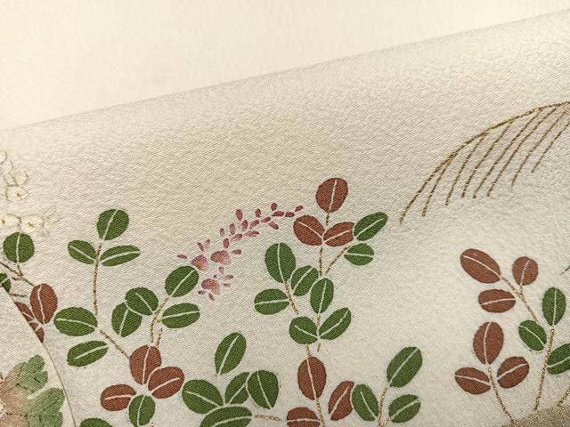 平和屋着物●訪問着 草花文 金彩 大丸扱い 正絹 逸品 AABD6504ph