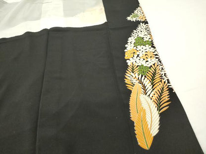 平和屋着物■豪華黒留袖　駒刺繍　鏡裏羊歯花文　金彩　正絹　逸品　DAAY6435ea