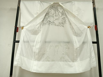 平和屋着物●男性　長襦袢　単衣　手描き　人物風景文　洗える着物　AABD0517fy