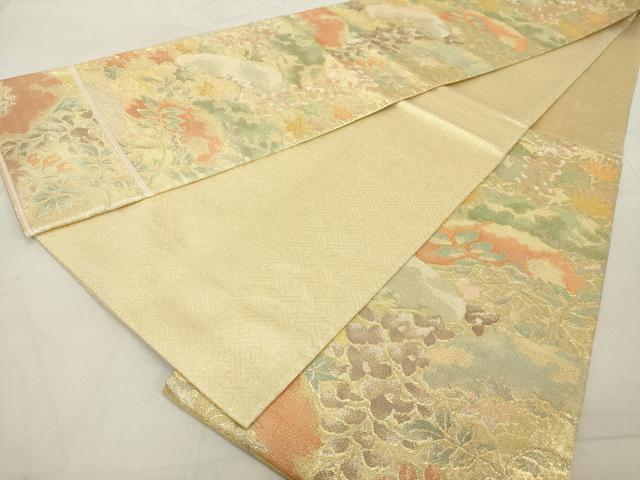 平和屋着物◎佐賀錦　六通柄袋帯　草花文　金糸　正絹　逸品　DAAZ8104cd