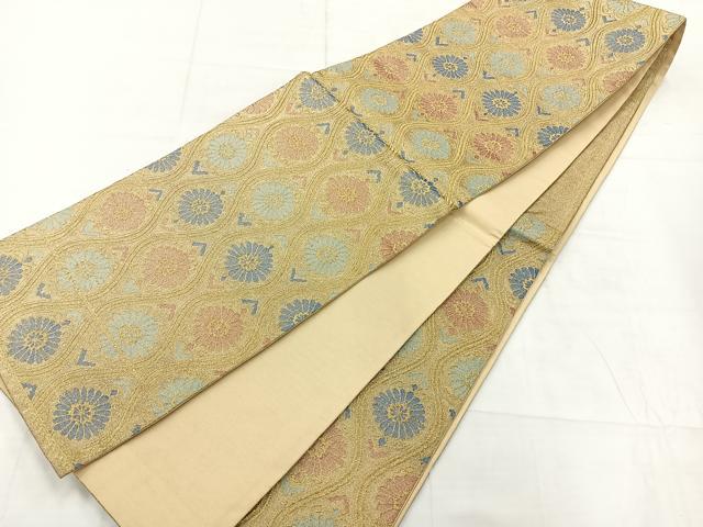 平和屋着物◎六通柄袋帯　立涌花文　金糸　正絹　逸品　AABC8991uk