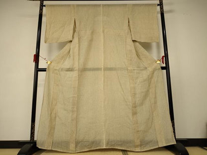 平和屋着物＊夏物　本場小千谷ちぢみ　幾何学文様　麻　逸品　AABD6597jd