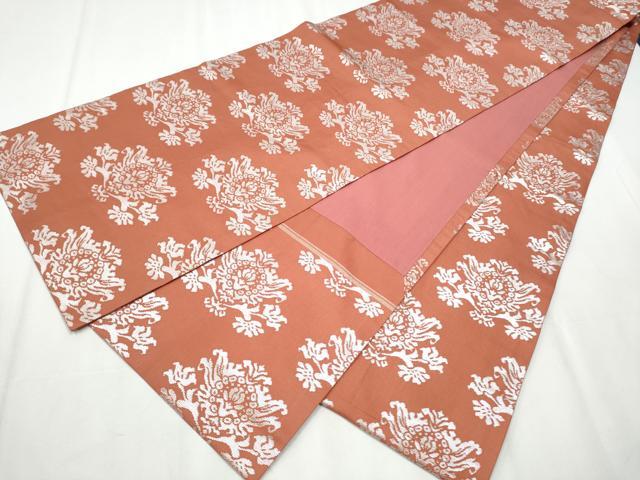 平和屋着物●全通柄袋帯　更紗花文　銀糸　正絹　逸品　CABA5046hy