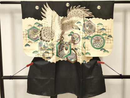 平和屋着物[]七五三　男の子　祝着　鷹　鷲　打ち出の小槌　松文　金彩　逸品　DAAY3288ma
