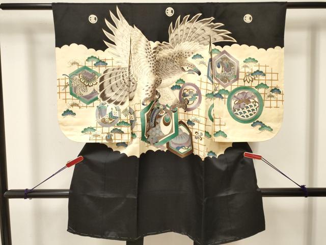 平和屋着物[]七五三　男の子　祝着　鷹　鷲　打ち出の小槌　松文　金彩　逸品　DAAY3288ma