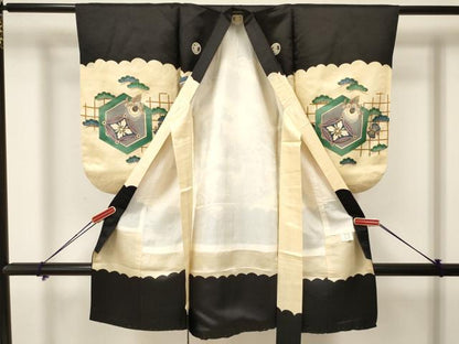 平和屋着物[]七五三　男の子　祝着　鷹　鷲　打ち出の小槌　松文　金彩　逸品　DAAY3288ma
