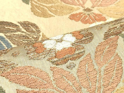 平和屋着物●六通柄袋帯 作家者 古代草花文 金糸 正絹 逸品 DAAY0458ob