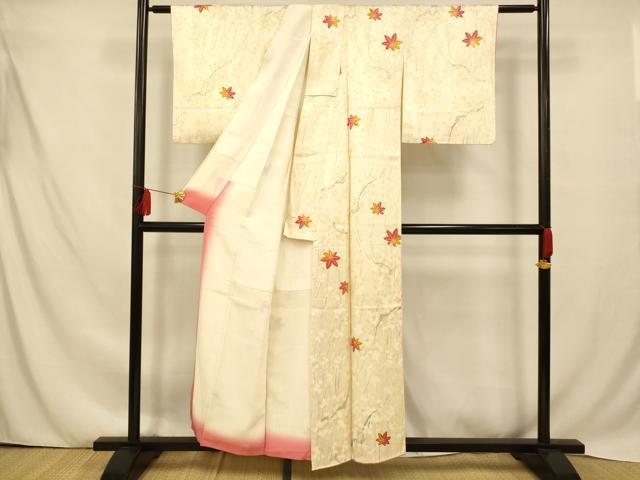 平和屋着物■上質な小紋 楓文 正絹 逸品 AABD6849fw