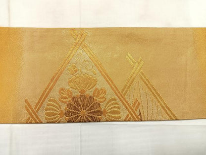 平和屋着物◎九寸名古屋帯　花鳥菱文　正絹　逸品　AABC9010uk