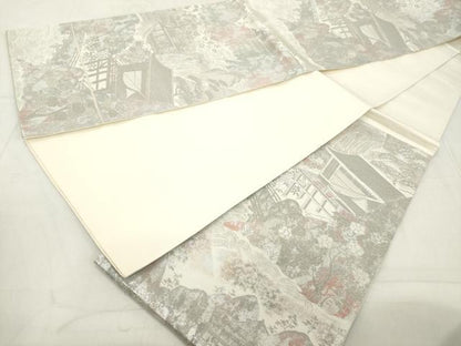 平和屋着物◎六通柄袋帯 彩京錦 プラチナ箔二重引 風景文 正絹 逸品 DAAZ8145cd