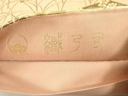 平和屋着物◎六通柄袋帯 紹巴 花鳥流水屏風紋 金糸 正絹 逸品 DAAZ8155cd
