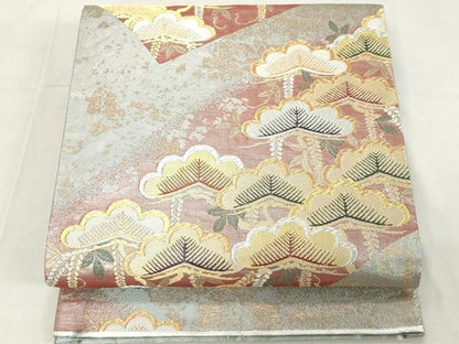 平和屋着物◎六通柄袋帯 地紙松文 金銀糸 正絹 逸品 DAAZ8149cd