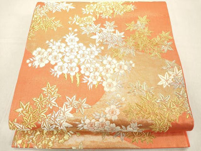 平和屋着物◎六通柄袋帯 春秋競花紋 金銀糸 正絹 逸品 DAAZ8216cd