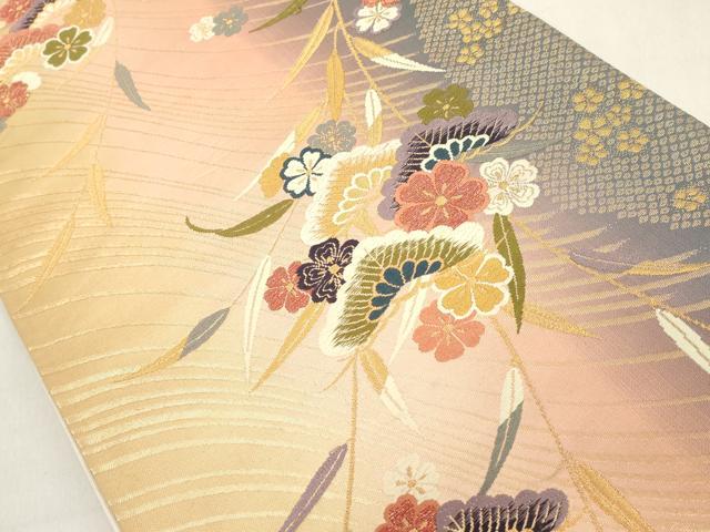 平和屋着物◎六通柄袋帯 唐織 吉祥花文 金糸 正絹 逸品 DAAZ8184cd