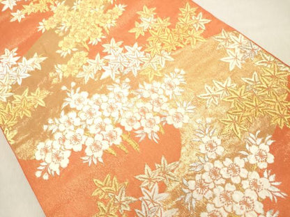 平和屋着物◎六通柄袋帯 春秋競花紋 金銀糸 正絹 逸品 DAAZ8216cd