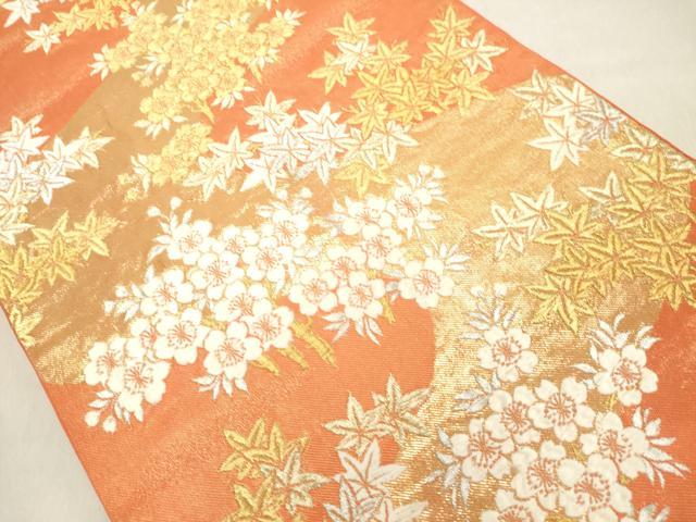 平和屋着物◎六通柄袋帯 春秋競花紋 金銀糸 正絹 逸品 DAAZ8216cd