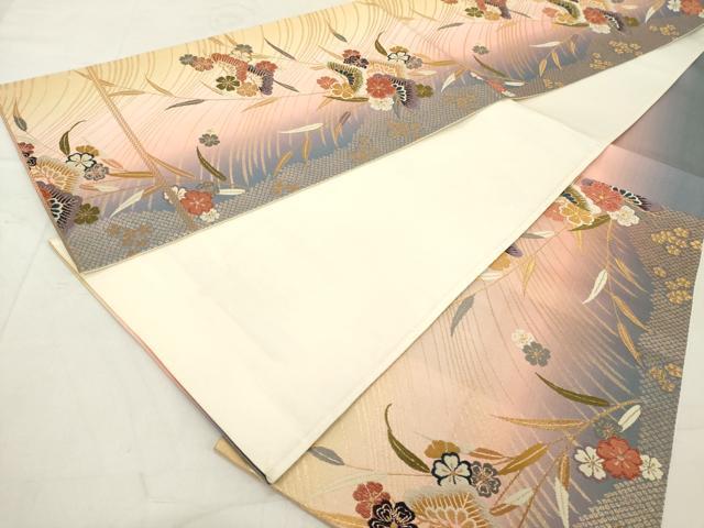 平和屋着物◎六通柄袋帯 唐織 吉祥花文 金糸 正絹 逸品 DAAZ8184cd