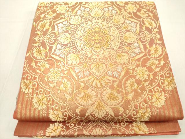 平和屋着物◎六通柄袋帯　更紗飾花文　金銀糸　正絹　逸品　DAAZ8186cd