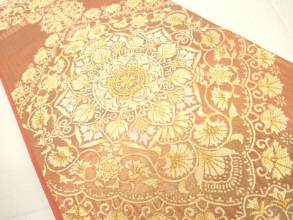 平和屋着物◎六通柄袋帯　更紗飾花文　金銀糸　正絹　逸品　DAAZ8186cd