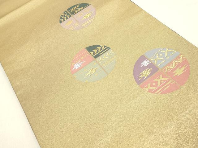 平和屋着物◎六通柄袋帯 抽象丸文 金銀糸 正絹 逸品 DAAZ8167cd