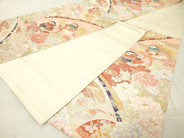 平和屋着物◎六通柄袋帯 唐織 鴛鴦花文 金糸 正絹 逸品 DAAZ8262cd