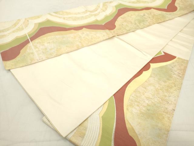 平和屋着物◎六通柄袋帯 幾何学文様 金銀糸 引箔 正絹 逸品 DAAZ8247cd