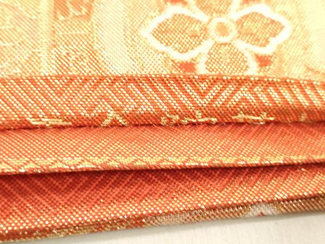平和屋着物◎佐賀錦 全通柄袋帯 道長双鳥花文 金糸 正絹 逸品 DAAZ8229cd