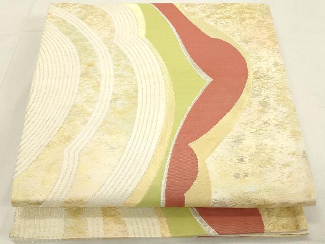 平和屋着物◎六通柄袋帯 幾何学文様 金銀糸 引箔 正絹 逸品 DAAZ8247cd