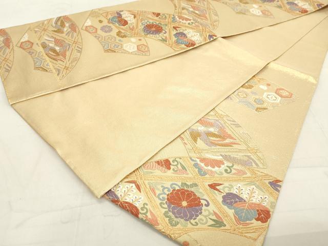 平和屋着物◎六通柄袋帯 唐織 地紙花鳥文 金糸 正絹 逸品 DAAZ8237cd