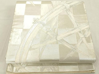 平和屋着物◎西陣 六通柄袋帯 籬文 銀糸 証紙付き 正絹 逸品 DAAZ8222cd