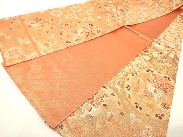 平和屋着物◎佐賀錦 全通柄袋帯 道長双鳥花文 金糸 正絹 逸品 DAAZ8229cd