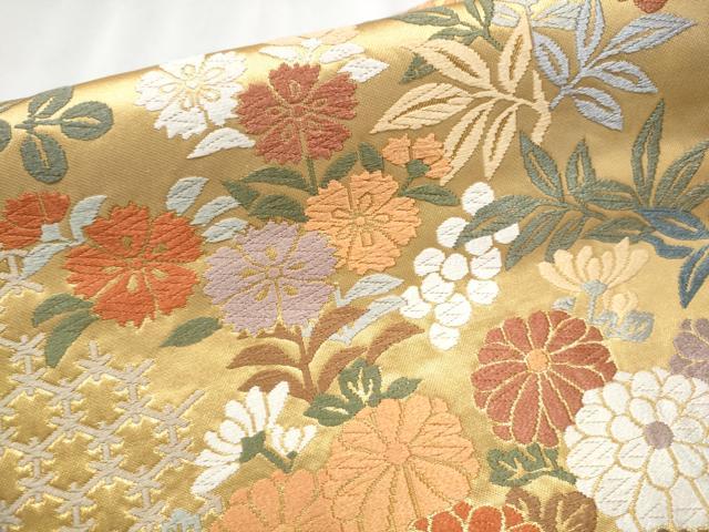 平和屋着物○つけ帯 唐織 草花文 金糸 正絹 逸品 CABA4996hy
