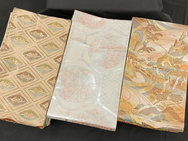 平和屋着物■袋帯 西陣 まとめて100点 鳳凰 向かい鶴 蝶 風景 更紗 花柄 正倉院 宝相華 佐賀錦 金銀糸 など 未使用品あり 全て正絹 mmm953