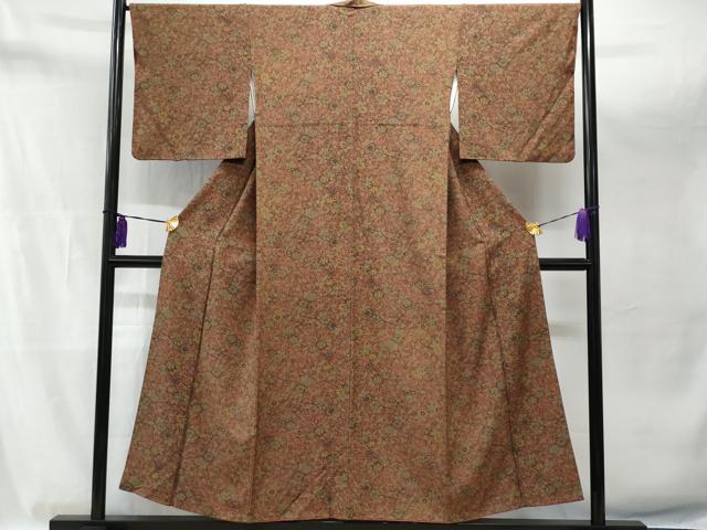 平和屋着物■上質な小紋　菊唐草文　正絹　逸品　CABA7612fb