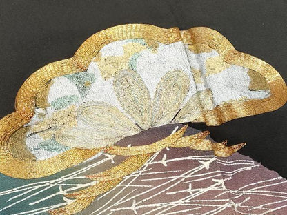 平和屋着物■豪華黒留袖　駒刺繍　松　暈し染め　金銀彩　正絹　逸品　CABA7636fb