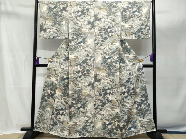 平和屋着物■上質な小紋　屏風吉祥花文　金彩　正絹　逸品　CABA7613fb