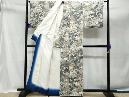 平和屋着物■上質な小紋　屏風吉祥花文　金彩　正絹　逸品　CABA7613fb