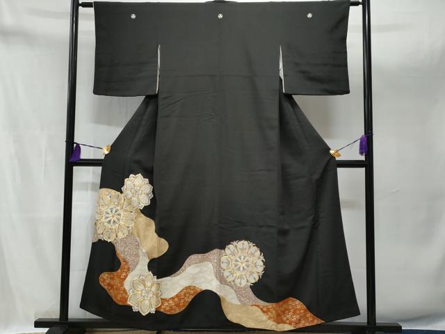 平和屋着物■豪華黒留袖 駒刺繍 道長正倉院花文 金彩 正絹 逸品 CABA7605fb