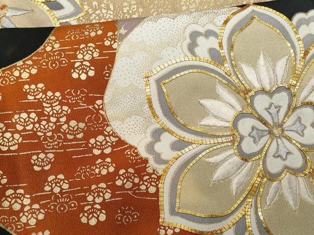 平和屋着物■豪華黒留袖 駒刺繍 道長正倉院花文 金彩 正絹 逸品 CABA7605fb