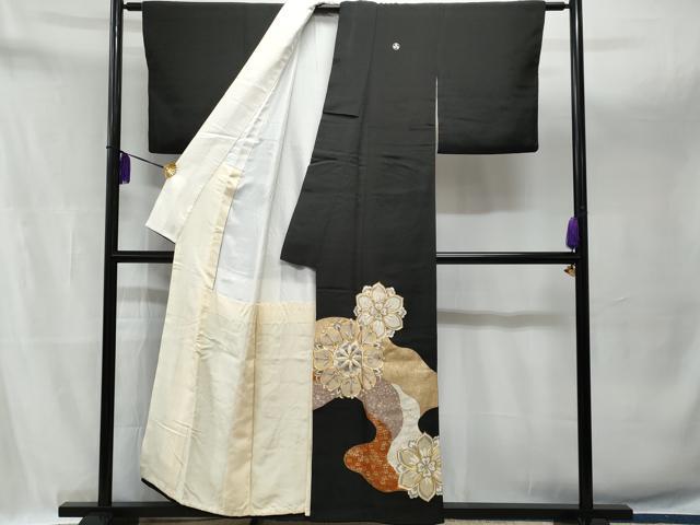 平和屋着物■豪華黒留袖 駒刺繍 道長正倉院花文 金彩 正絹 逸品 CABA7605fb