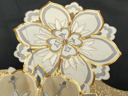 平和屋着物■豪華黒留袖 駒刺繍 道長正倉院花文 金彩 正絹 逸品 CABA7605fb
